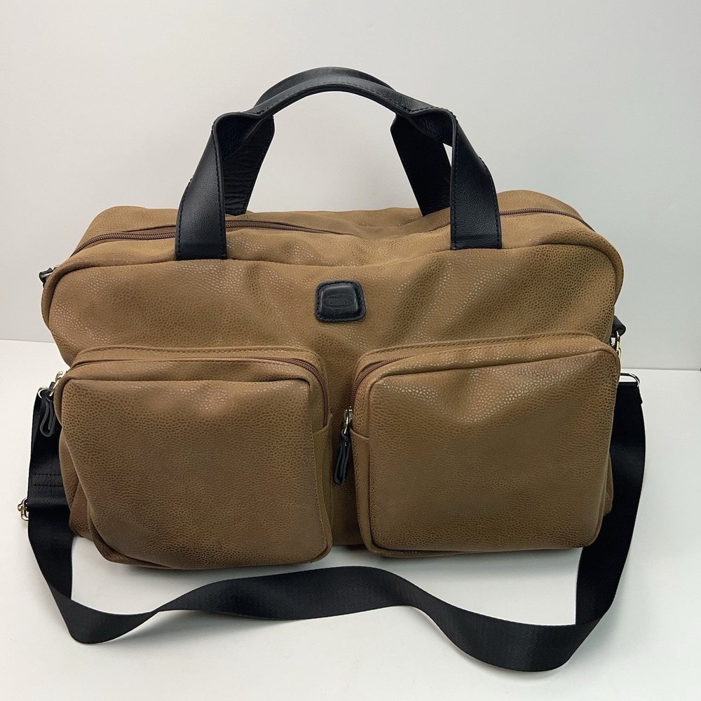 BRIC'S Leather Carry On Duffle Bag Brown Milano Overnight Weekender Luggage Tote